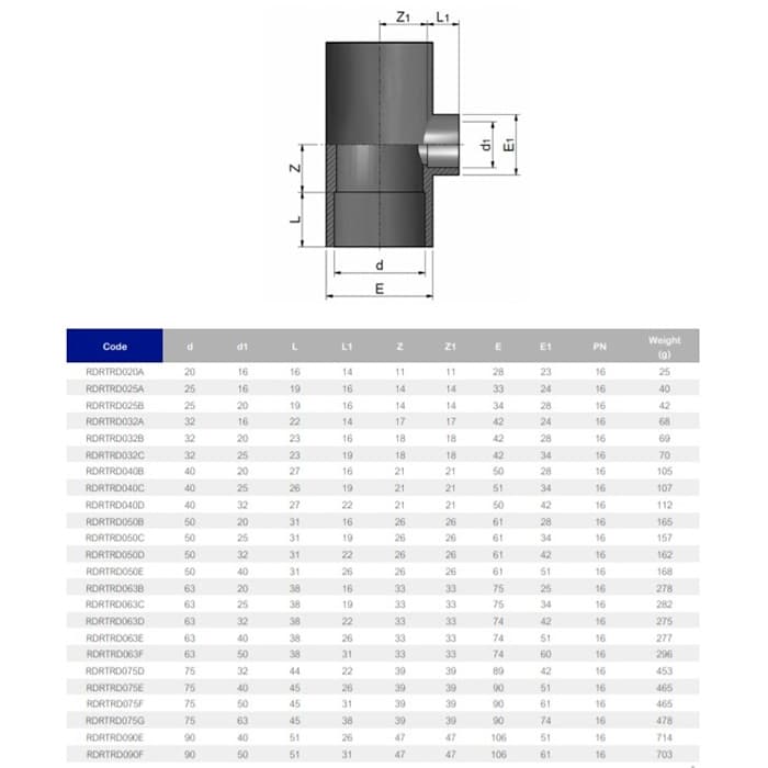 Image for Трійник ПВХ Effast RDRTRD160I 90° редукційний, d160x90 мм