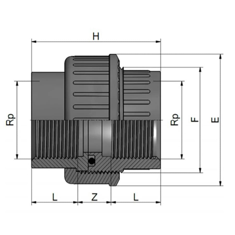 Image for Муфта ПВХ Effast RERBOE063G розбірна із внутрішньою різьбою, 2"
