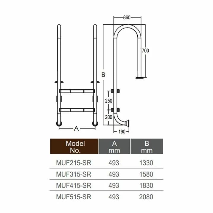 Image for Сходи для басейну Emaux Muro MUF415-SR (4 сходинки), AISI-304