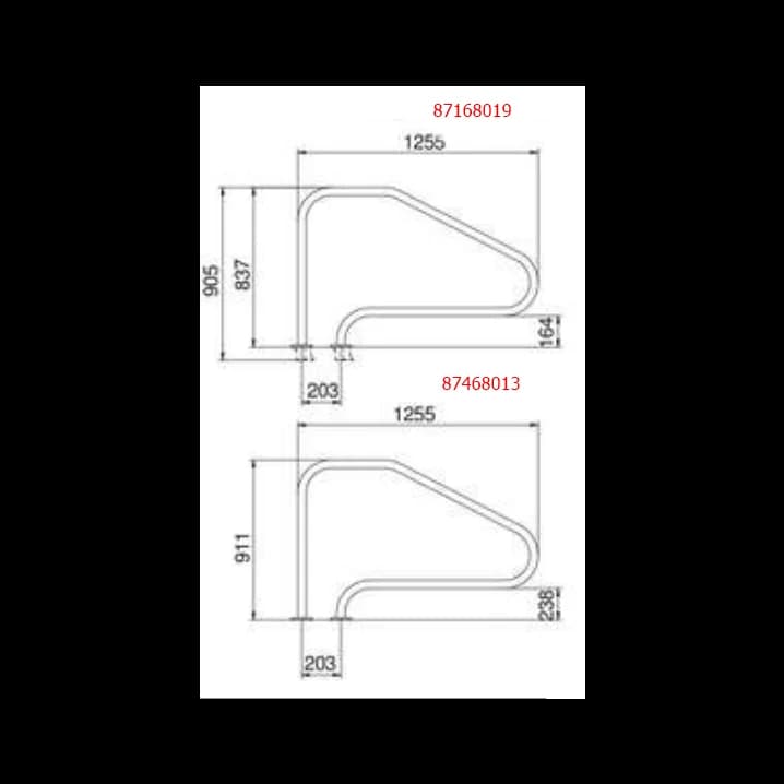 Image for Поручень Flexinox 87468013 для римських сходів FX-01 (1255 мм, фланець, AISI-316L)