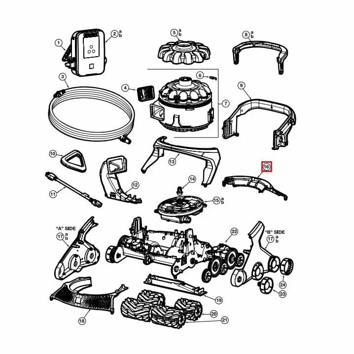 Вузол задньої кришки корпусу для пилососа Hayward AquaVac 650/600, чорний (RCX36131649236)