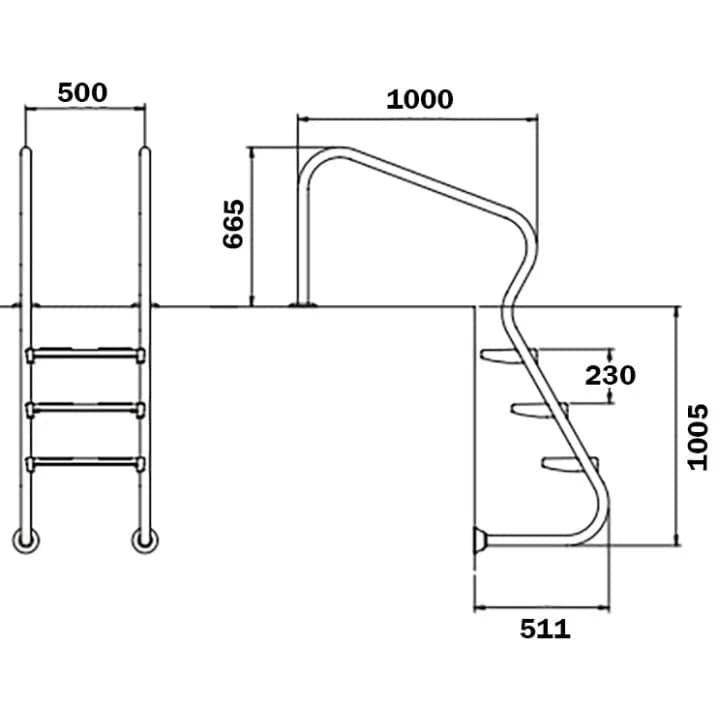 Image for Сходи для басейну Flexinox Easy Access Electropolished (3 сходинки), AISI-316L