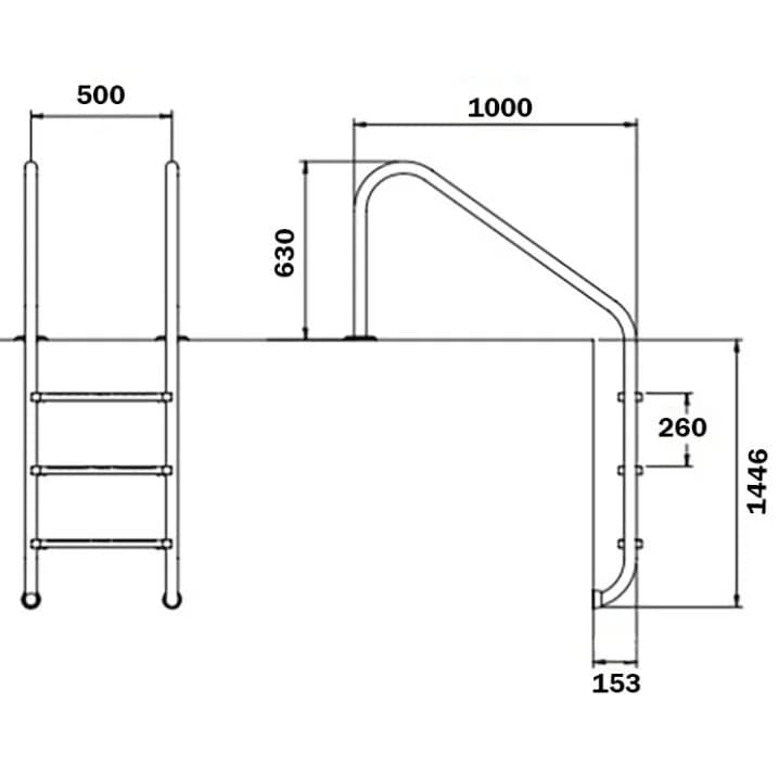 Image for Сходи для басейну Flexinox Overflow (5 сходинок), AISI-316L