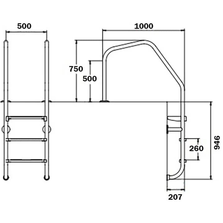 Image for Сходи для басейну Flexinox Overflow Special (3 сходинки), AISI-316L