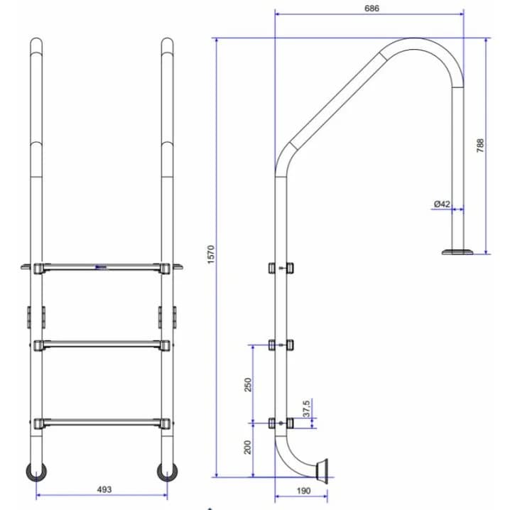Image for Сходи для басейну Emaux Standard NSL415-SR (4 сходинки), AISI-316