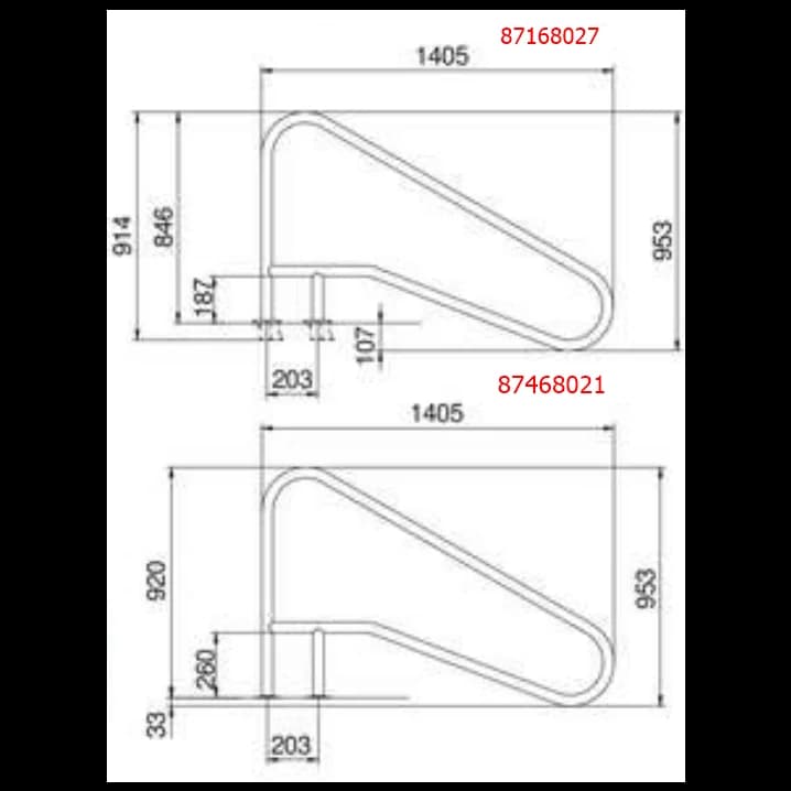Image for Поручень Flexinox 87168027 для римських сходів FX-02 (1405 мм, анкер, AISI-316L)