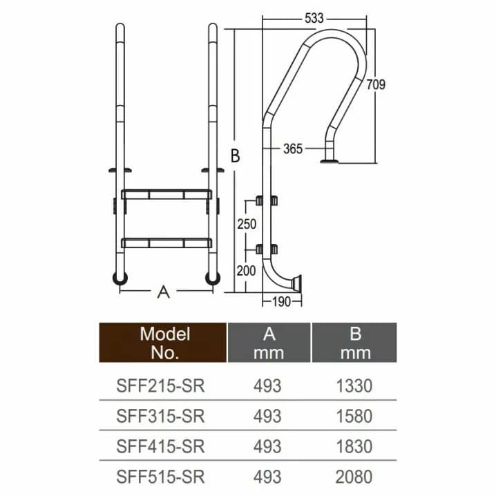 Image for Сходи для басейну Emaux Mixta SFF315-SR (3 сходинки), AISI-304