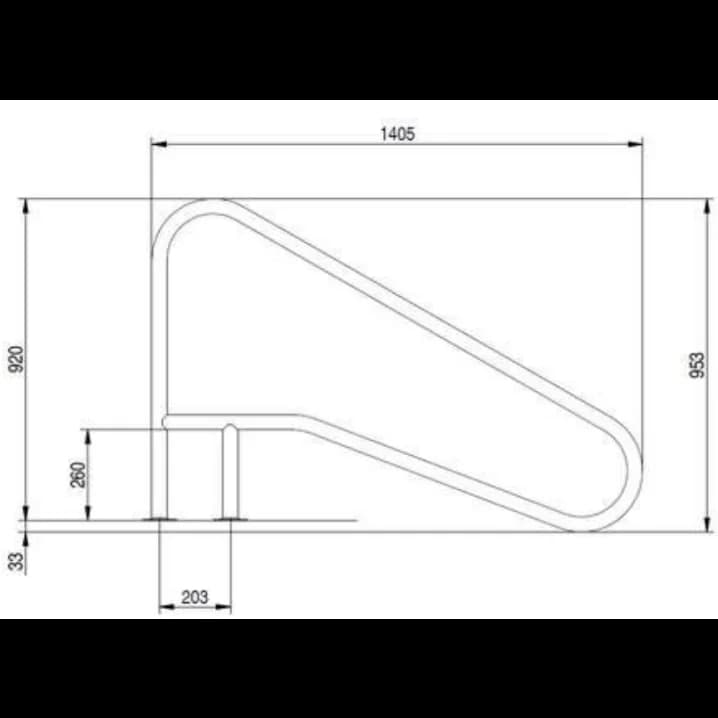 Image for Поручень Flexinox 87188154 для римських сходів FX-02 Nero (1405 мм, фланець, AISI-316L)