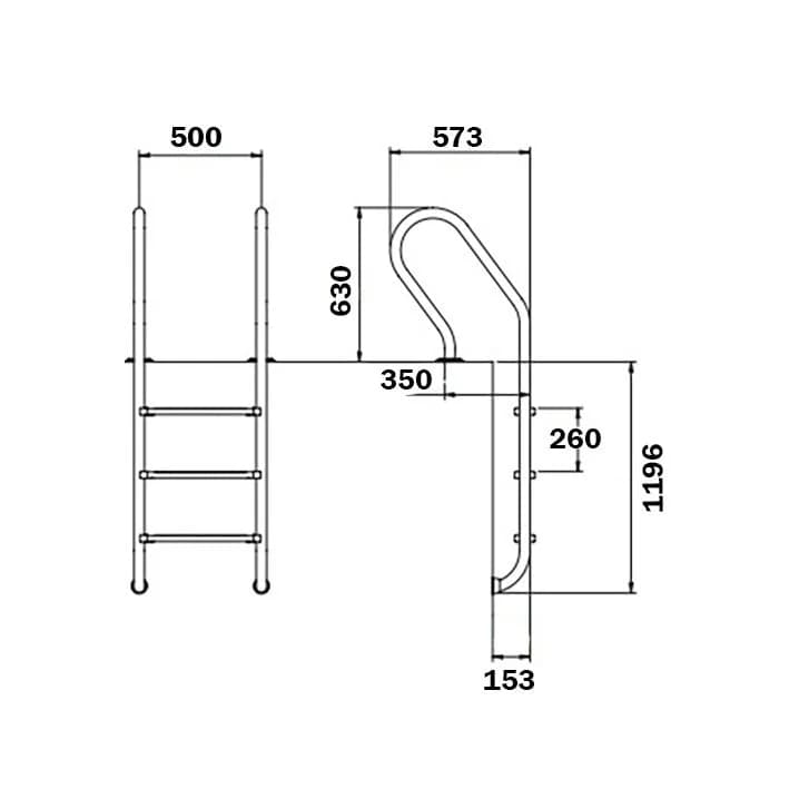 Image for Сходи для басейну Flexinox Parallel Mixta (4 сходинки), AISI-316L