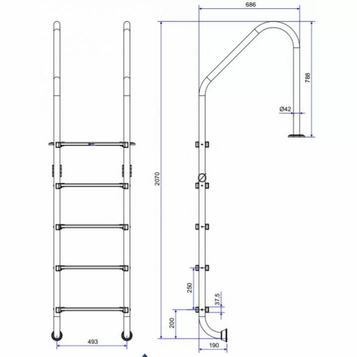 Image for Сходи для басейну Emaux Standard NSL515-SR (5 сходинок), AISI-304