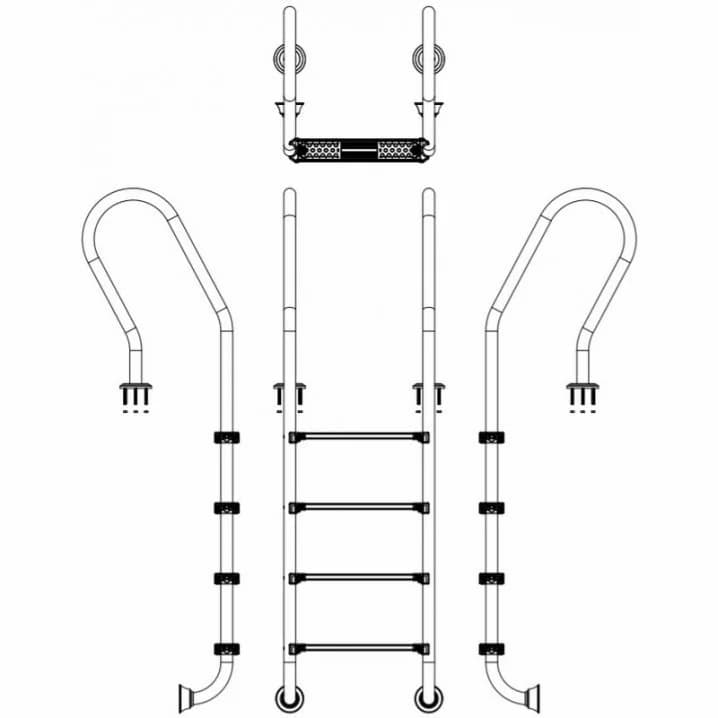 Image for Сходи для басейну Emaux Mixta SFF415-SR (4 сходинки), AISI-304