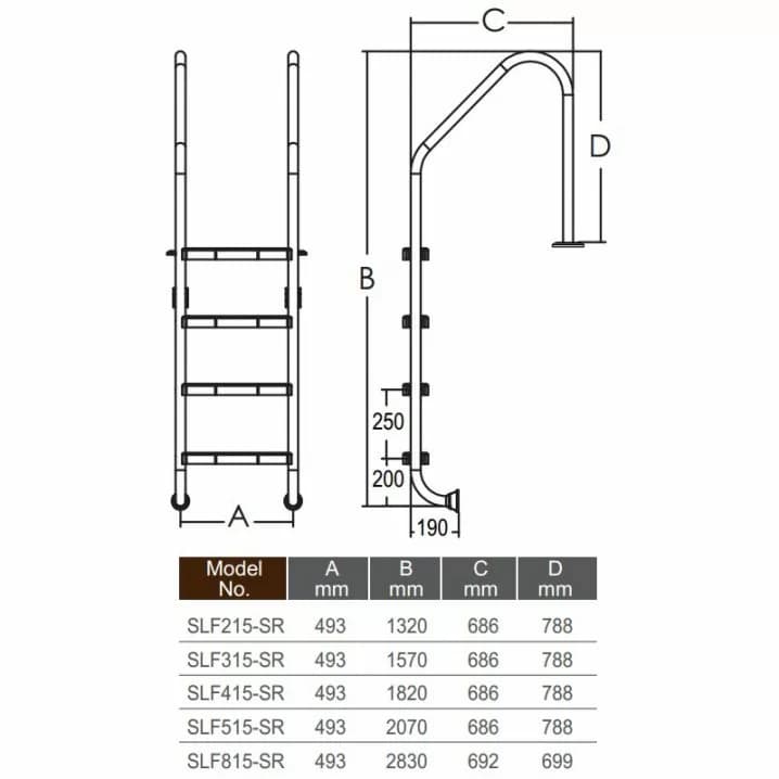 Image for Сходи для басейну Emaux Standard SLF415-SR (4 сходинки), AISI-304