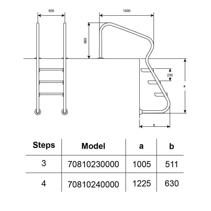 Image for Сходи для басейну Hayward EAF3 Easy access (3 сходинки), для широкого борту, AISI-316
