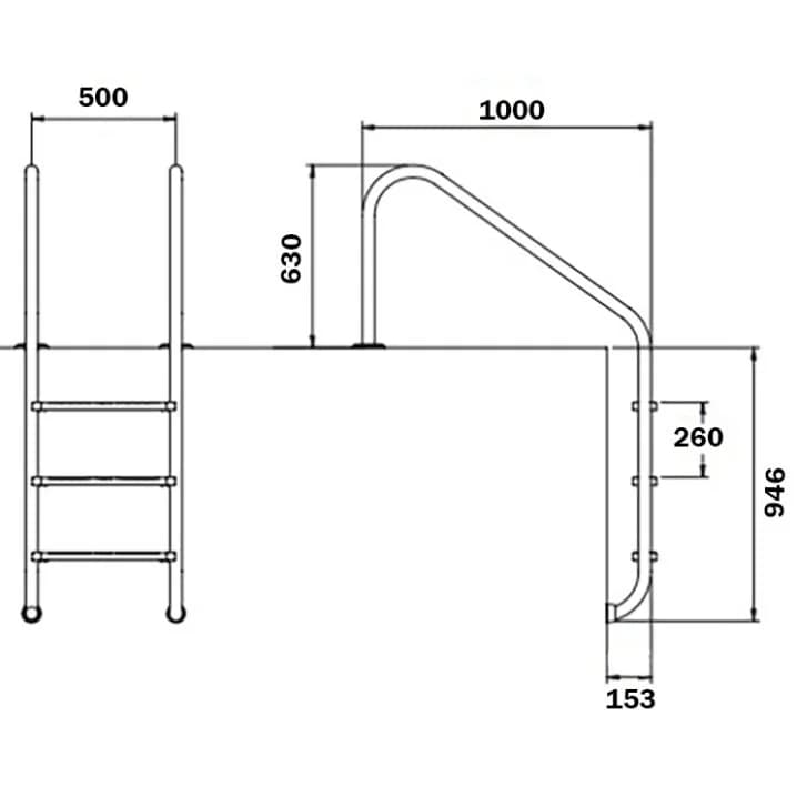 Image for Сходи для басейну Flexinox Overflow (3 сходинки), AISI-316L